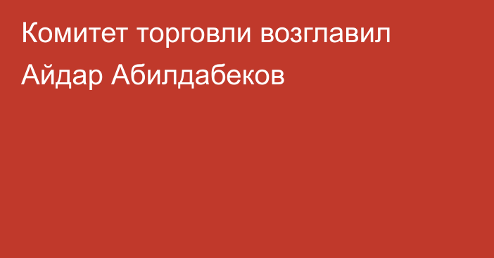 Комитет торговли возглавил Айдар Абилдабеков