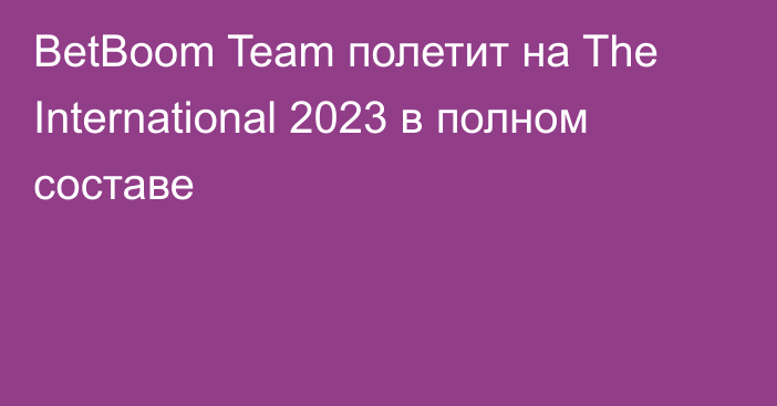 BetBoom Team полетит на The International 2023 в полном составе