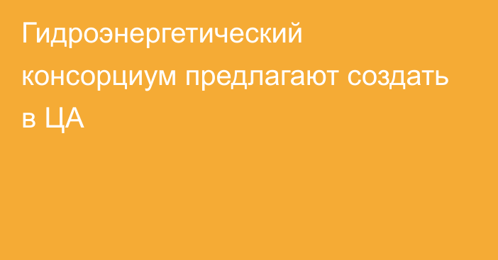 Гидроэнергетический консорциум предлагают создать в ЦА