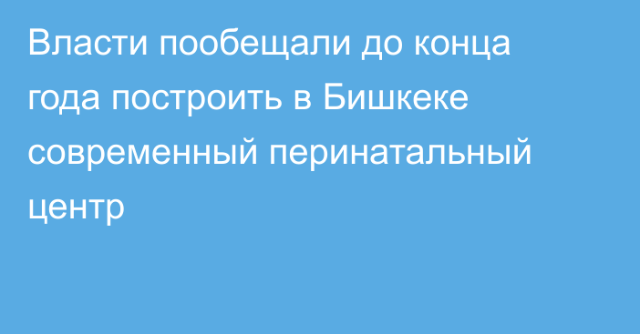 Власти пообещали до конца года построить в Бишкеке современный перинатальный центр