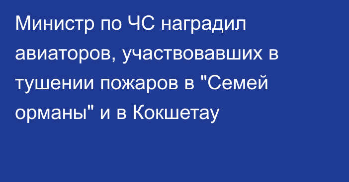 Министр по ЧС наградил авиаторов, участвовавших в тушении пожаров в 