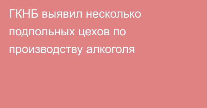 ГКНБ выявил несколько подпольных цехов по производству алкоголя