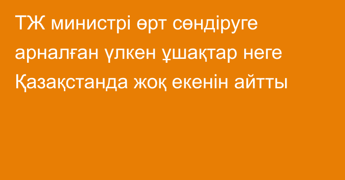 ТЖ министрі өрт сөндіруге арналған үлкен ұшақтар неге Қазақстанда жоқ екенін айтты