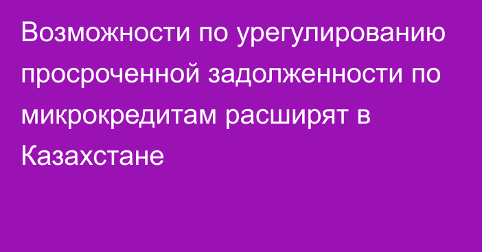 Возможности по урегулированию просроченной задолженности по микрокредитам расширят в Казахстане