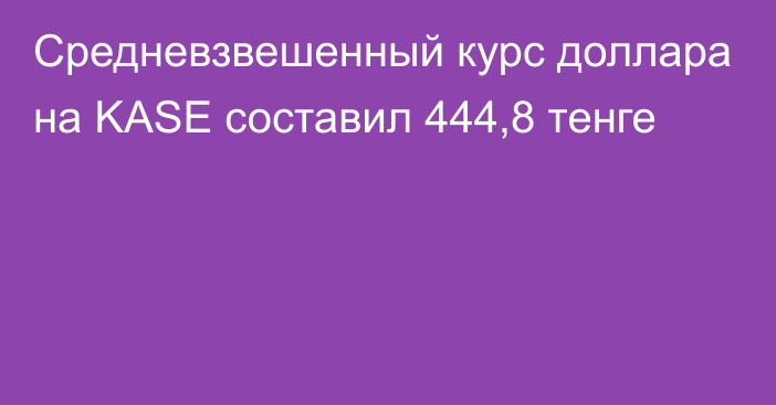 Средневзвешенный курс доллара на KASE составил 444,8 тенге