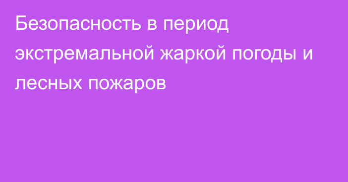 Безопасность в период экстремальной жаркой погоды и лесных пожаров