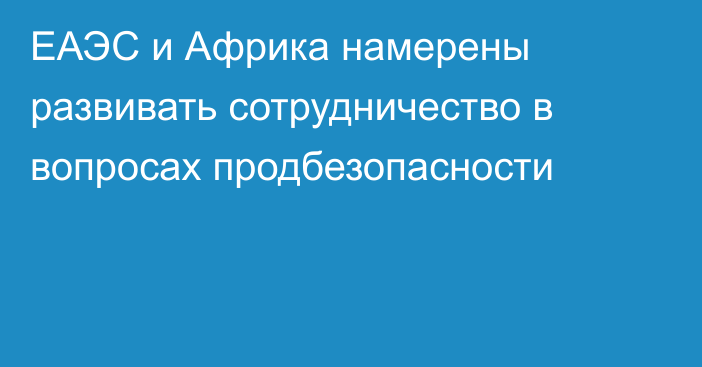 ЕАЭС и Африка намерены развивать сотрудничество в вопросах продбезопасности