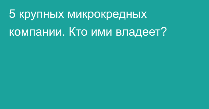 5 крупных микрокредных компании. Кто ими владеет?