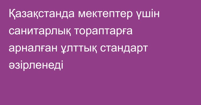 Қазақстанда мектептер үшін санитарлық тораптарға арналған ұлттық стандарт әзірленеді