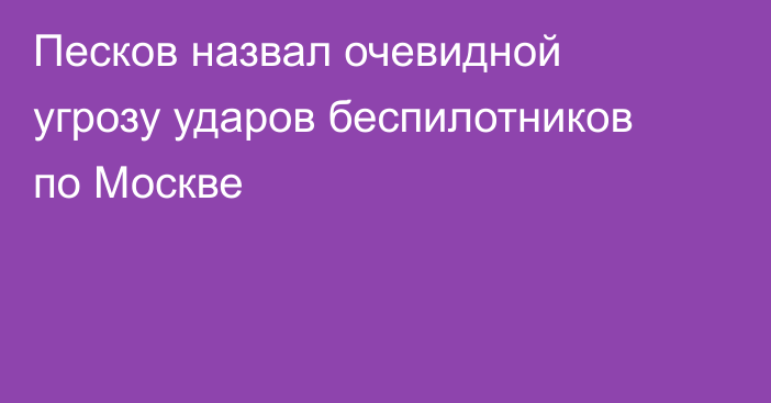 Песков назвал очевидной угрозу ударов беспилотников по Москве