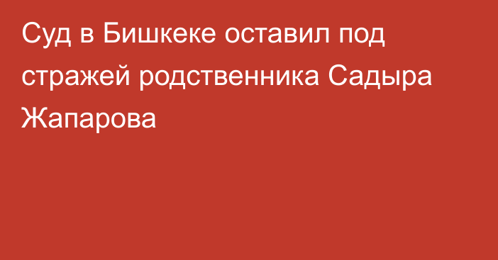 Суд в Бишкеке оставил под стражей родственника Садыра Жапарова