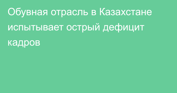 Обувная отрасль в Казахстане испытывает острый дефицит кадров