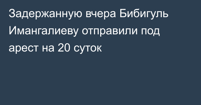 Задержанную вчера Бибигуль Имангалиеву отправили под арест на 20 суток