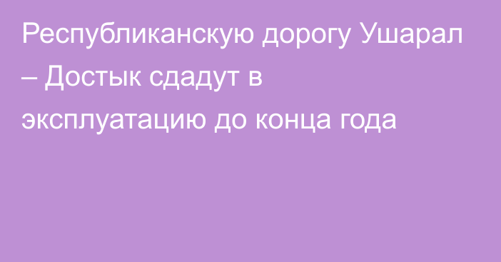 Республиканскую дорогу Ушарал – Достык сдадут в эксплуатацию до конца года