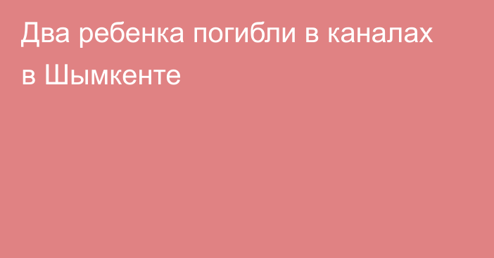 Два ребенка погибли в каналах в Шымкенте