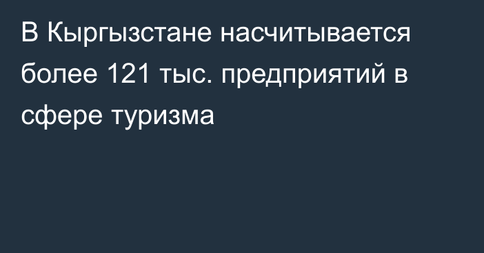 В Кыргызстане насчитывается более 121 тыс. предприятий в сфере туризма