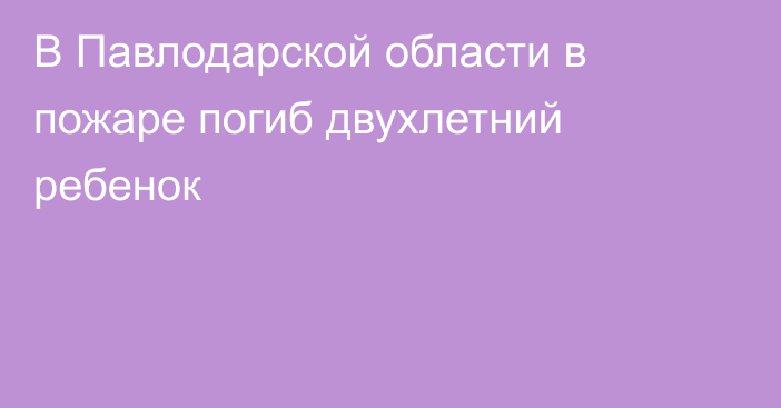 В Павлодарской области в пожаре погиб двухлетний ребенок