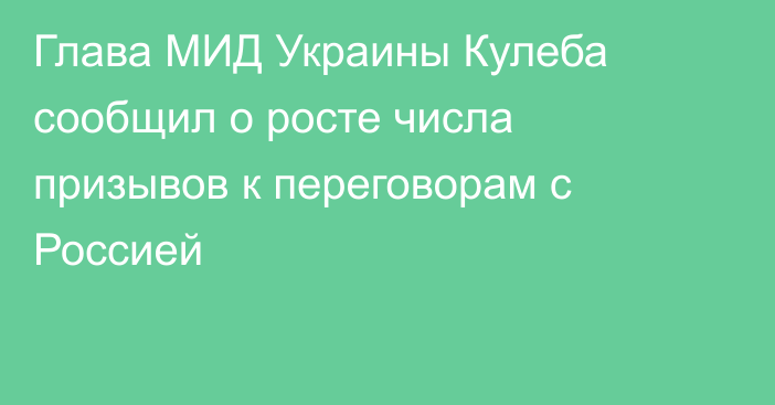 Глава МИД Украины Кулеба сообщил о росте числа призывов к переговорам с Россией