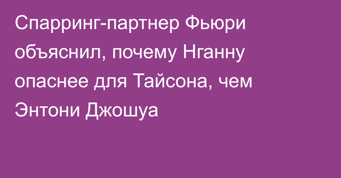 Спарринг-партнер Фьюри объяснил, почему Нганну опаснее для Тайсона, чем Энтони Джошуа