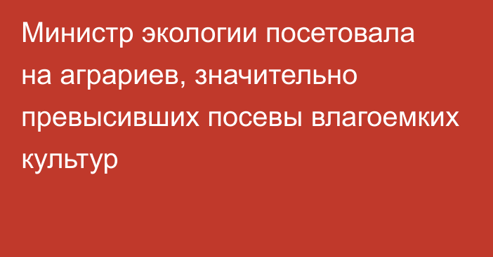 Министр экологии посетовала на аграриев, значительно превысивших посевы влагоемких культур