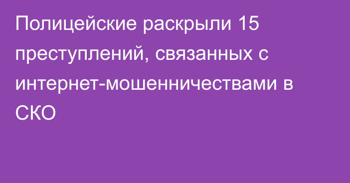 Полицейские раскрыли 15 преступлений, связанных с интернет-мошенничествами в СКО