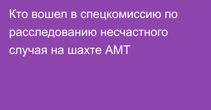 Кто вошел в спецкомиссию по расследованию несчастного случая на шахте АМТ