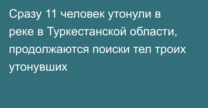 Сразу 11 человек утонули в реке в Туркестанской области, продолжаются поиски тел троих утонувших