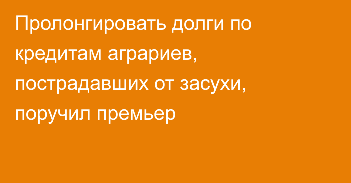 Пролонгировать долги по кредитам аграриев, пострадавших от засухи, поручил премьер