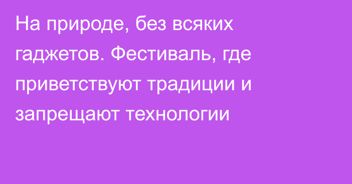 На природе, без всяких гаджетов. Фестиваль, где приветствуют традиции и запрещают технологии