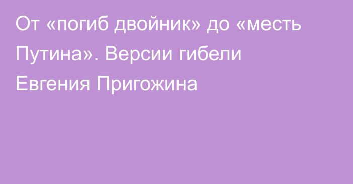 От «погиб двойник» до «месть Путина». Версии гибели Евгения Пригожина