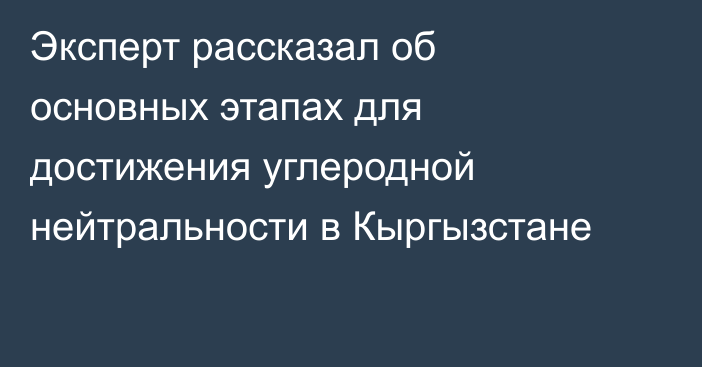 Эксперт рассказал об основных этапах для достижения углеродной нейтральности в Кыргызстане