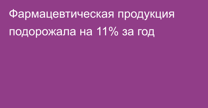 Фармацевтическая продукция подорожала на 11% за год