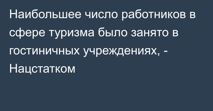 Наибольшее число работников в сфере туризма было занято в гостиничных учреждениях, - Нацстатком