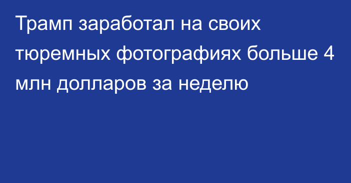 Трамп заработал на своих тюремных фотографиях больше 4 млн долларов за неделю