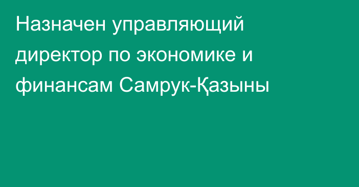 Назначен управляющий директор по экономике и финансам Самрук-Қазыны