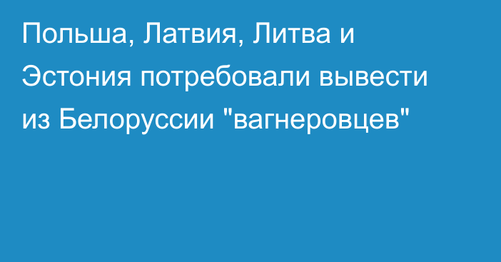 Польша, Латвия, Литва и Эстония потребовали вывести из Белоруссии 