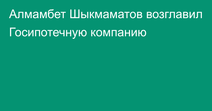 Алмамбет Шыкмаматов возглавил Госипотечную компанию