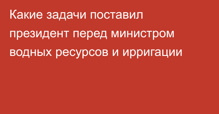 Какие задачи поставил президент перед министром водных ресурсов и ирригации