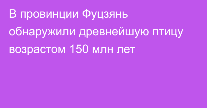 В провинции Фуцзянь обнаружили древнейшую птицу возрастом 150 млн лет