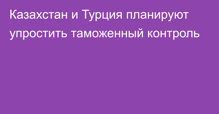 Казахстан и Турция планируют упростить таможенный контроль