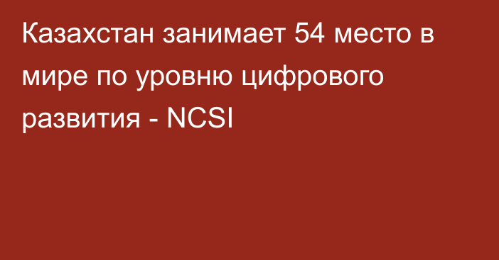 Казахстан занимает 54 место в мире по уровню цифрового развития - NCSI