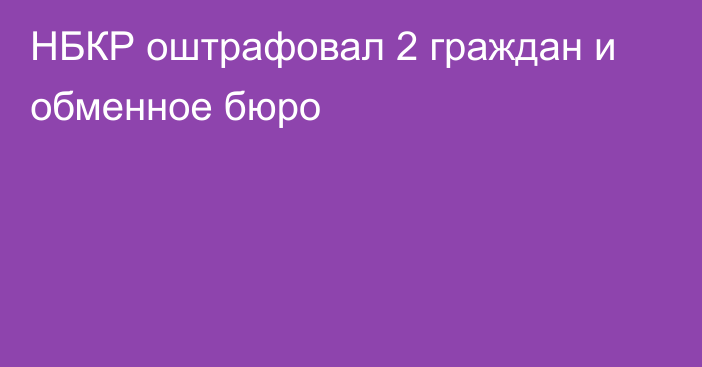 НБКР оштрафовал 2 граждан и обменное бюро