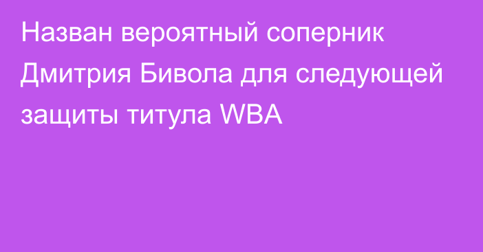 Назван вероятный соперник Дмитрия Бивола для следующей защиты титула WBA