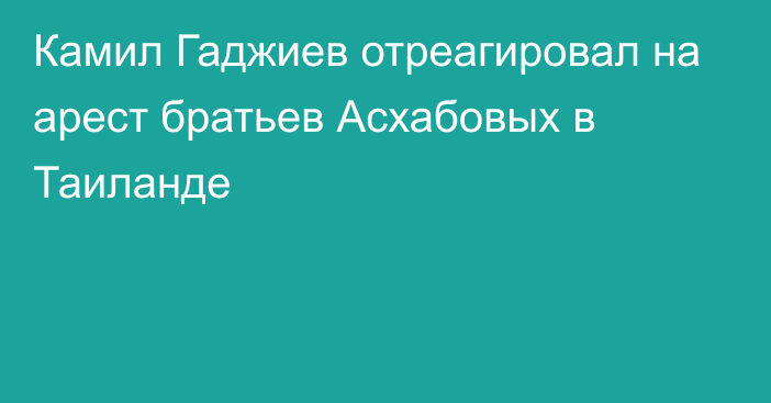 Камил Гаджиев отреагировал на арест братьев Асхабовых в Таиланде