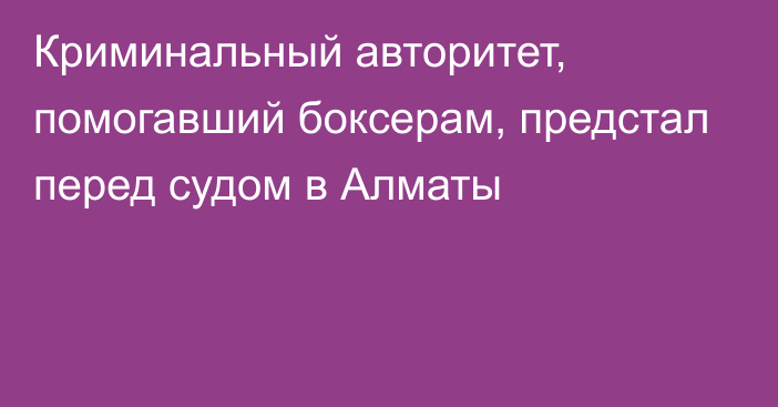 Криминальный авторитет, помогавший боксерам, предстал перед судом в Алматы