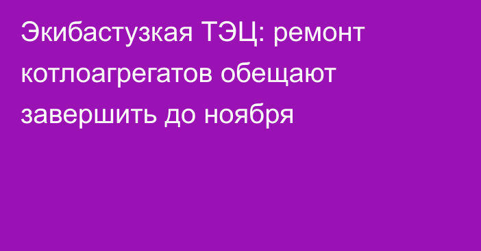 Экибастузкая ТЭЦ: ремонт котлоагрегатов обещают завершить до ноября