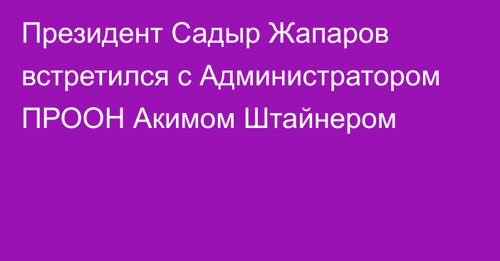 Президент Садыр Жапаров встретился с Администратором ПРООН Акимом Штайнером