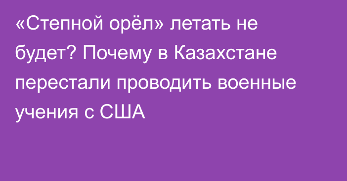 «Степной орёл» летать не будет? Почему в Казахстане перестали проводить военные учения с США