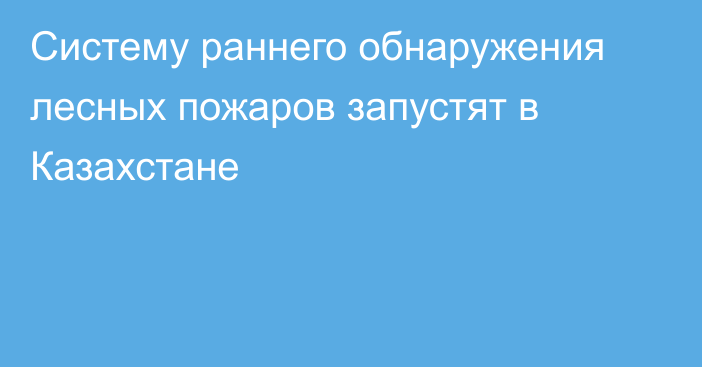 Систему раннего обнаружения лесных пожаров запустят в Казахстане