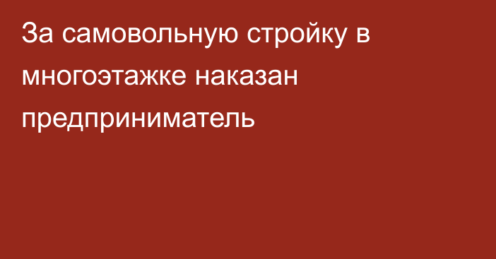 За самовольную стройку в многоэтажке наказан предприниматель